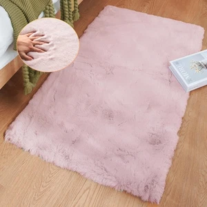 Pink Fuzzy Faux Washable Fluffy Fur Area Rugs for Living Room Cute Small Furr... - Picture 1 of 9