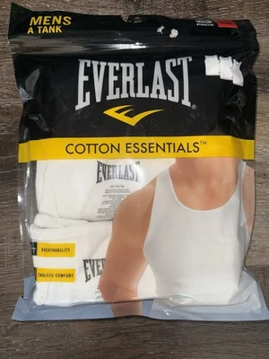 Everlast ~ Pacote com 3 Camisetas Regatas Masculinas Mistura de Algodão Branco ~ M (38-40) - Imagem 1 de 3