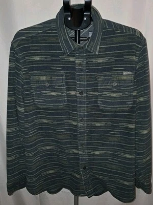 Eddie Bauer Shirt Jacket Fleece Mens Size Large Button Front Gray/Brown  - Image 1 of 4