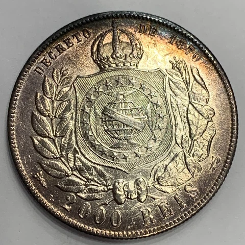 Brazil 1889 2000 reis Petrus II silver Cover