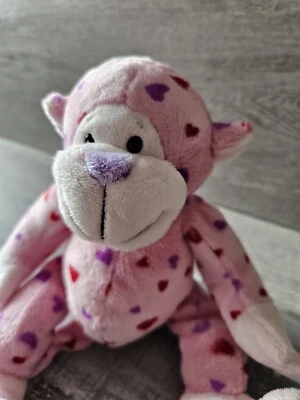 Ganz Webkinz Love Monkey HM 343 NO CODE Plush Stuffed Animal Hearts Pink Lovey - Image 1 of 4