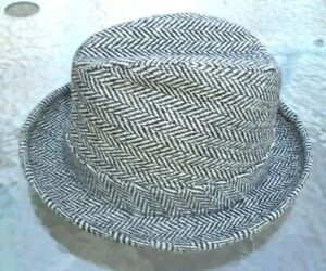 men's Dobbs gray herringbone tweed fedora hat size 6 7/8