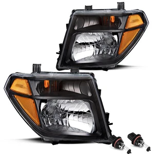 For 2005-2008 Nissan Frontier 05-07 Pathfinder Black Headlights Lamps w/bulbs - Picture 1 of 6
