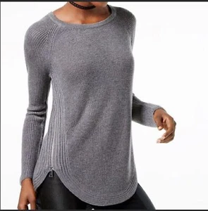 INC Sweater Gray Long Sleeve Jewel Neck Size Petite PP Sweatshirt - Picture 1 of 12
