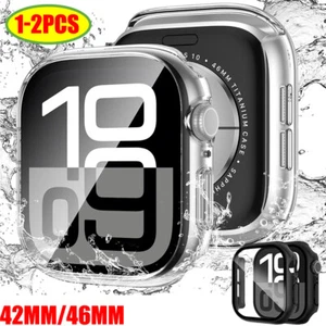 For Apple Watch Series10 42/46mm Waterproof Case Tempered Glass Screen Protector - Picture 1 of 14
