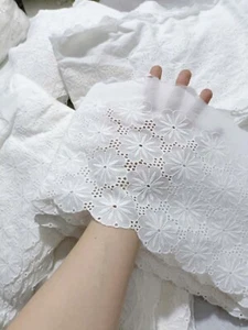 5 Yards Of 7” Off White Eyelet Cotton Lace Embroidery Scallop For Wedding/Crafts - Picture 1 of 6