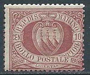 1894-99 SAN MARINO STEMMA 10 CENT MNH ** - VA6-4 - Picture 1 of 1