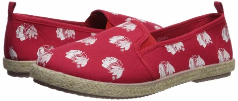 FOCO NHL Women's Chicago Blackhawks Espadrille Canvas Slip On Shoe Cover