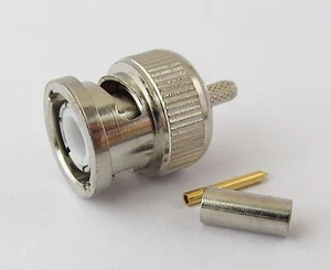 1 x BNC Male Plug Crimp Straight RF Connector for Coaxial Cable RG316 RG174 - Picture 1 of 4