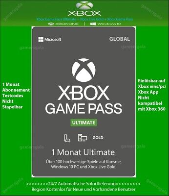 Xbox Live Gold + Game Pass (Ultimate) 1 Monat Spiel Global Code DE EU Sofortige • 3.17€