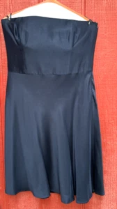 Women's Ann Taylor Strapless Navy Blue Silk Cocktail Dress Size 14 - Picture 1 of 4