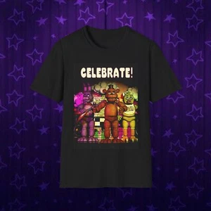 Five Nights At Freddy’s Fnaf Bonnie Chica Celebrate Unisex Softstyle T-Shirt - Picture 1 of 5