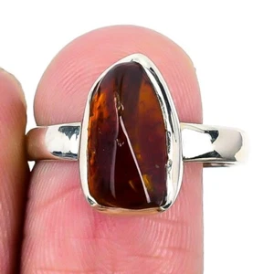 Natural Baltic Amber Solid Silver Wife Engagement Cluster Ring Jewelry Size 8.5 - Picture 1 of 7