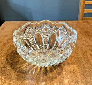 Vintage L.E.Smith Hobstar Crystal Pressed Glass Fruit Bowl - 8" - Picture 1 of 6