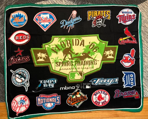 2006 MLB Grapefruit League Fleece Blanket Throw MBNA Premium ~60x50" 18 Logos Cover