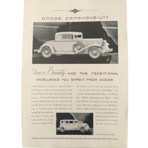 Vintage 1931 Dodge New Beauty Excellence Ad Advertisement - Picture 1 of 4