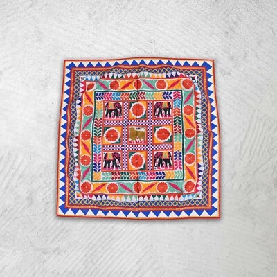 Cotton Multi Colur Floral Wall Hanging Vintage Embroidery Tapestry 3.2 x 3.2 ft - Image 1 of 4