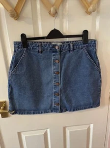 NEW LOOK Blue Button Up A-Line Denim Skirt, Size 16 - Picture 1 of 7
