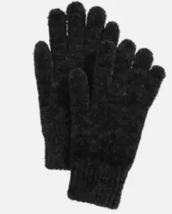 Charter Club Solid Chenille Gloves Black One Size SUPER SOFT! New with Tags #1 - Picture 1 of 1