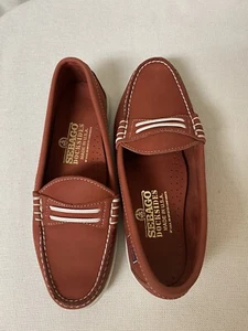 SEBAGO Dockside Shoes Women's Size 6.5  Red Leather  Casual Flats Leather Laces - Picture 1 of 9