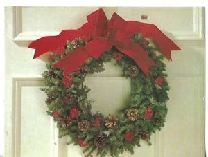 VTG Christmas Card approx 4 x 5.5" Front Door with Wreath On It - Picture 1 of 3