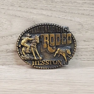 1978 Hesston National Finals Rodeo Brass Belt Buckle NFR Cowboy Western Rodeo - Picture 1 of 8