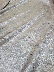 Asian Pattern Jacquard Brocade Fabric By The Yard Sage Beige For Dress Upholster - Picture 1 of 13
