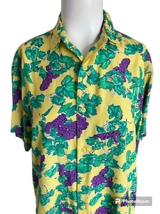 Vintage 80’s Big Dogs California Wine Grapevine Sketch Shirt Flowy Rayon Camp M - Picture 1 of 7