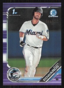2019 Bowman Chrome EVAN EDWARDS Purple Refractor card #/250 MIAMI MARLINS