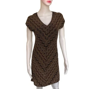 Vintage 1970s Handmade Bodycon Stretch Disco Dress S V-Neck Cap Sleeves - Picture 1 of 5