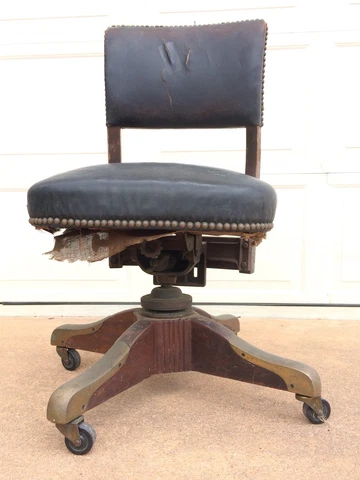 Antique Revolving Swivel Office Desk Arm Chair (Circa 1933) Needs Restoration Cover
