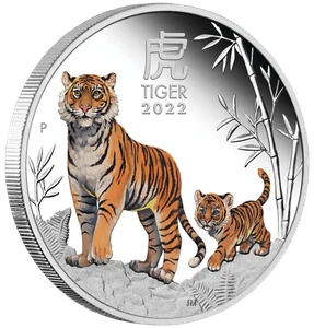 2022 Australia COLORED PROOF Lunar Year of the Tiger 1oz Silver $1 Coin Series 3 - Picture 1 of 4