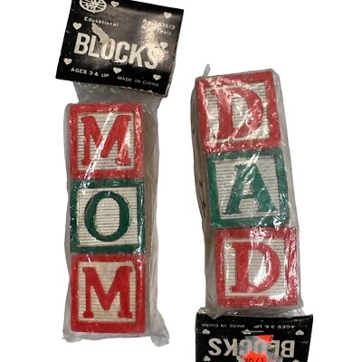 Juego De Colección De 2 Bloques De Madera Mamá Papá Talla 1" Artesanía Niño Aprendizaje Educativo Foto 1 de 4