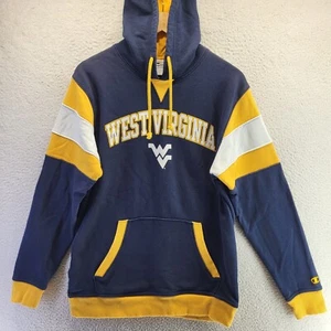 West Virginia WVU Mountaineers Hoodie Sweatshirt Mens Medium Blue Champion - Picture 1 of 17