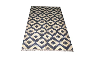 Rug Indian Kilim Jute Wool Area Rug Bedroom Turkish Rug Moroccan Hand Woven Rug - Picture 1 of 9
