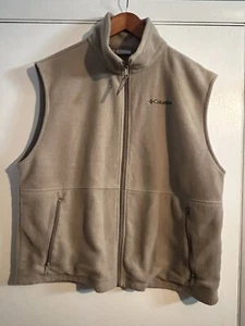 Columbia Midweight Fleece Jacket Vest (Men's Extra Large) Tan Khaki Light Brown - Picture 1 of 4