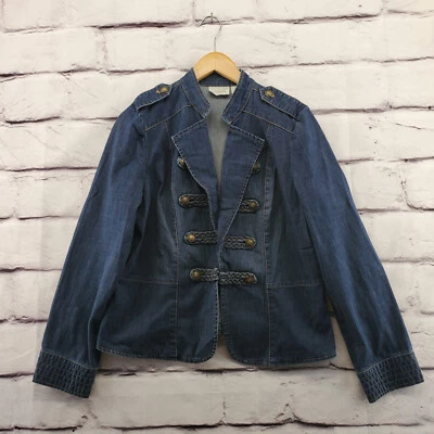 Chaqueta Chiocs 1 Mediana Estilo Militar Lavado Medio Denim Azul Manga Larga Foto 1 de 4