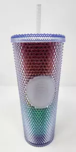 NUOVO Starbucks 2020 Pride Rainbow borchiato 24 oz Venti Bicchiere con cannuccia riutilizzabile - Foto 1 di 7