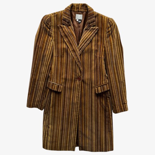 Cappotto donna Versace Jeans Couture in velluto a coste a righe colorate vintage anni 90 retrò