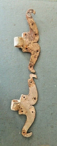 1700's SMALL SALVAGED ANTIQUE MOUSTACHE HINGES WROUGHT IRON SHABBY CHIC SHUTTER Cover