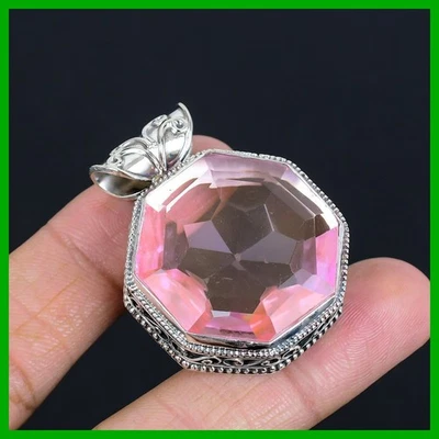 Oferta de Halloween Piedra de Kuncita Rosa 925 Plata de Ley Colgante Joyería Foto 1 de 4