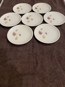 Vintage Franciscan Earthenware Autumn Leaves SALAD / DESSERT PLATES Set of 7 - Picture 1 of 5