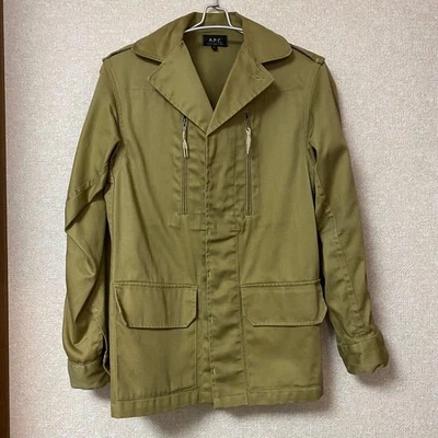 A.P.C. Military Jacket Khaki M Cotton France Vintage Unisex Outerwear - Image 1 of 4