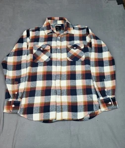 RVCA Flannel Shirt Mens Medium Brown Check Plaid Outdoor Lumberjack Regular Fit - Picture 1 of 8