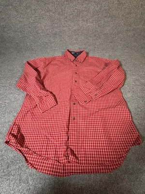 Haggar Generations Shirt Mens LG Red Plaid Button Down Long Sleeve Cotton - Image 1 of 4