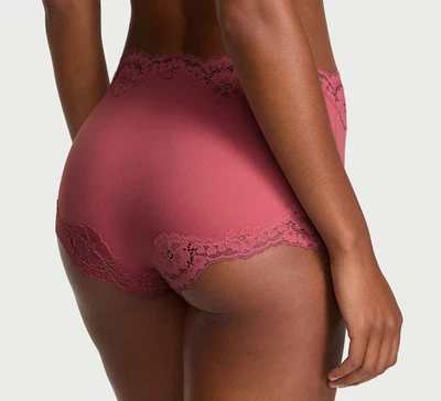 VICTORIA SECRET Dream Angels Lace Trim Boyshort Panty L XL Dark Pink Smooth NWT - Image 1 of 4
