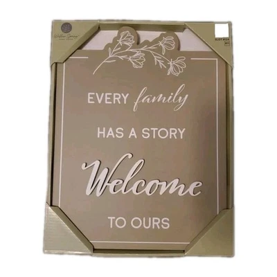 Every Family Has A Story Welcome To Ours Wall Art 13"× 10" Home Decor Sage Green - Image 1 of 3