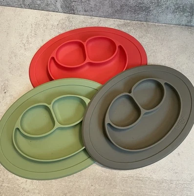 Mantel individual bebé 3-EZPZ tazón/plato de comida de silicona dividida succión GRIS ROJO VERDE Foto 1 de 3