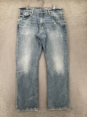 Polo Ralph Lauren Denim Jeans Men 34x30 (Fit 36x31) Blue Straight Leg Whiskers - Image 1 of 4