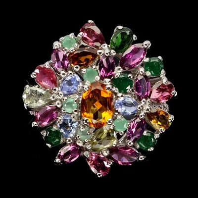 Anillo de plata de ley 925 ovalado citrino 7x5 mm turmalina piedras preciosas joyería tamaño 9 Foto 1 de 4